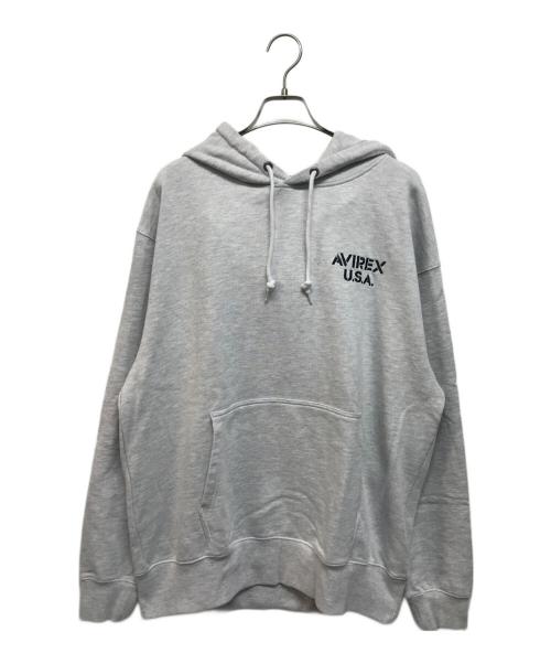 AVIREX（アヴィレックス）AVIREX (アヴィレックス) PATCH HOODIE グレー サイズ:Lの古着・服飾アイテム
