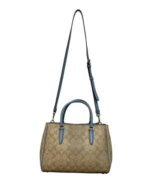 COACH（コーチ）COACH (コーチ) サリー 2WAY キャリーオール ブルー×ベージュの古着・服飾アイテム