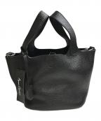 ANNE COQUINEアンコキーヌ）の古着「シャプラ ライカレザー2WAYハンドバッグ」｜ブラック