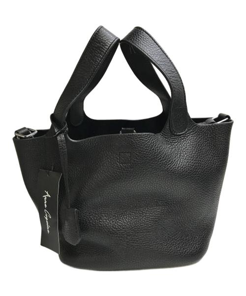 ANNE COQUINE（アンコキーヌ）Anne Coquine (アンコキーヌ) シャプラ ライカレザー2WAYハンドバッグ ブラック 未使用品の古着・服飾アイテム