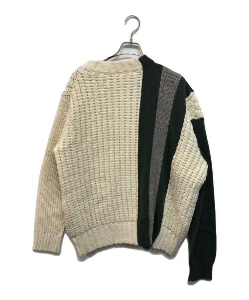 sacai（サカイ）sacai (サカイ) Wool Knit Blouson ベージュ×グリーン サイズ:1の古着・服飾アイテム