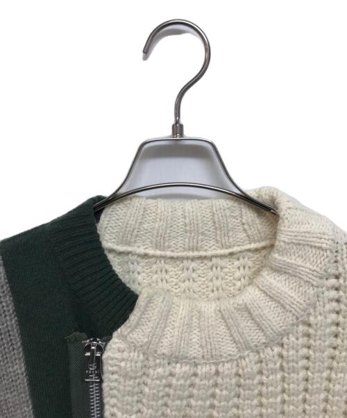 sacai（サカイ）sacai (サカイ) Wool Knit Blouson ベージュ×グリーン サイズ:1の古着・服飾アイテム
