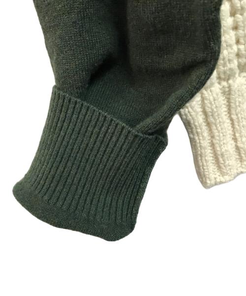 sacai（サカイ）sacai (サカイ) Wool Knit Blouson ベージュ×グリーン サイズ:1の古着・服飾アイテム