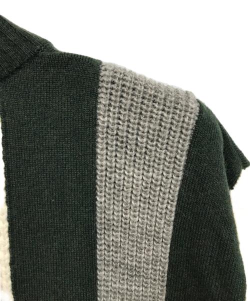 sacai（サカイ）sacai (サカイ) Wool Knit Blouson ベージュ×グリーン サイズ:1の古着・服飾アイテム