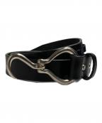 juhaユハ）の古着「HOOK BUCKLE LEATHER BELT」｜ブラック