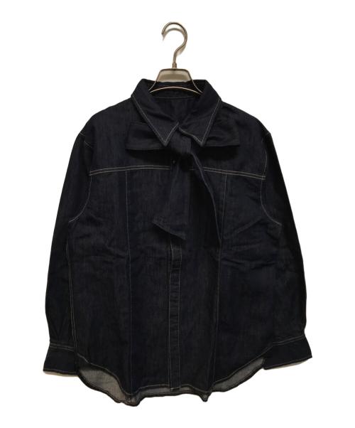 Q.anos（キュアノス）Q.anos (キュアノス) ボウタイデニムシャツ インディゴ サイズ:Freeの古着・服飾アイテム