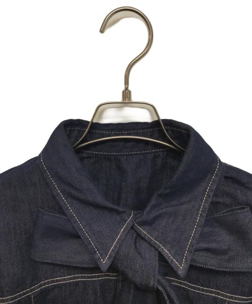 Q.anos（キュアノス）Q.anos (キュアノス) ボウタイデニムシャツ インディゴ サイズ:Freeの古着・服飾アイテム