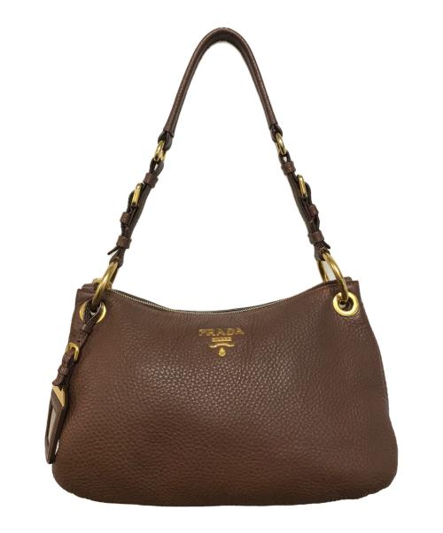 PRADA（プラダ）PRADA (プラダ) レザーワンショルダーバッグ ブラウンの古着・服飾アイテム