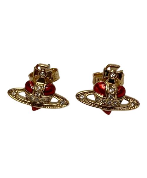 Vivienne Westwood（ヴィヴィアンウエストウッド）Vivienne Westwood (ヴィヴィアンウエストウッド) スモールディアマンテハートピアス レッドの古着・服飾アイテム