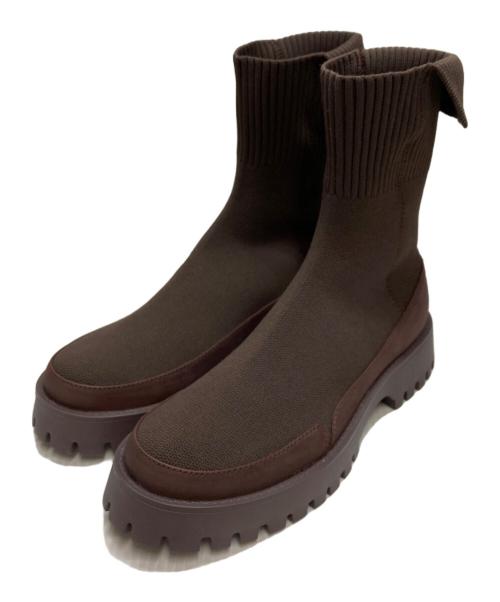 emmi original（エミ）emmi original (エミ) ecoニットブーツ ブラウン サイズ:25cmの古着・服飾アイテム