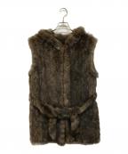 NO BRANDノーブランド）の古着「セーブルリアルファーロングベスト」｜ブラウン