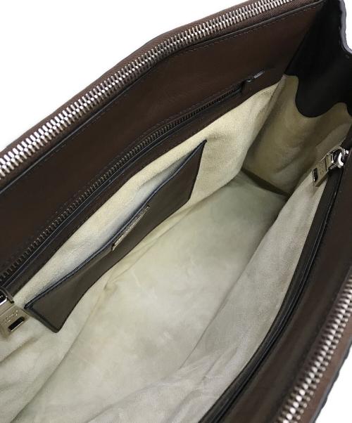 PRADA（プラダ）PRADA (プラダ) ガレリアレザー 2WAYハンドバッグ ブラウン×ブラックの古着・服飾アイテム