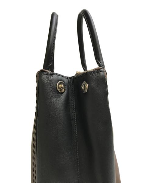 PRADA（プラダ）PRADA (プラダ) ガレリアレザー 2WAYハンドバッグ ブラウン×ブラックの古着・服飾アイテム