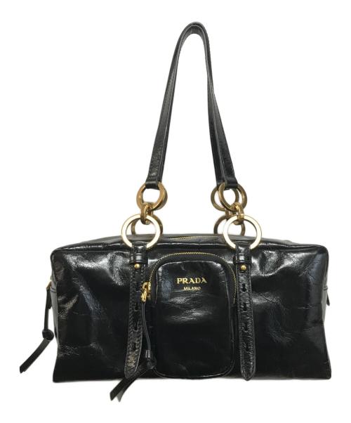 PRADA（プラダ）PRADA (プラダ) ダングルミディアムレザートップハンドルバッグ ブラックの古着・服飾アイテム