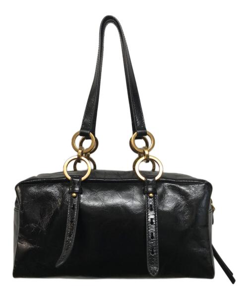 PRADA（プラダ）PRADA (プラダ) ダングルミディアムレザートップハンドルバッグ ブラックの古着・服飾アイテム