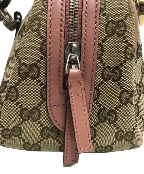 GUCCI（グッチ）GUCCI (グッチ) GGキャンバスミニボストン ピンク×ブラウンの古着・服飾アイテム