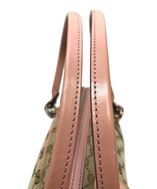GUCCI（グッチ）GUCCI (グッチ) GGキャンバスミニボストン ピンク×ブラウンの古着・服飾アイテム