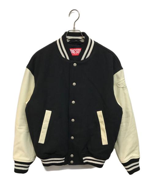 DIESEL（ディーゼル）DIESEL (ディーゼル) L-FRANZバーシティジャケット ブラック×ホワイト サイズ:44の古着・服飾アイテム