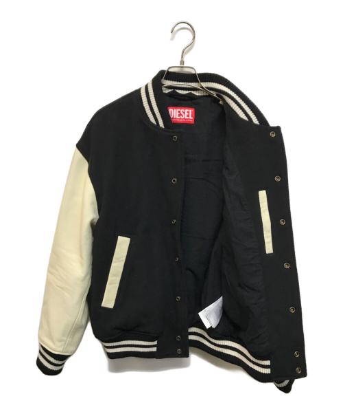 DIESEL（ディーゼル）DIESEL (ディーゼル) L-FRANZバーシティジャケット ブラック×ホワイト サイズ:44の古着・服飾アイテム