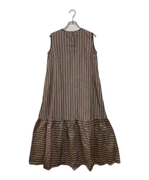 UNTITLED（アンタイトル）UNTITLED (アンタイトル) ストライプワンピース ブラウン サイズ:SIZE 0 未使用品の古着・服飾アイテム