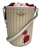 Kate Spadeケイトスペード）の古着「ドッティ エンブロイダード ストロー シリンダー クロスボディ」｜ホワイト