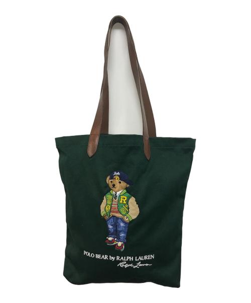 POLO RALPH LAUREN（ポロ・ラルフローレン）POLO RALPH LAUREN (ポロ・ラルフローレン) Poloベアツイルショッパートート グリーンの古着・服飾アイテム