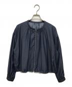 MICHEL KLEINミッシェルクラン）の古着「デニムライクノーカラーブルゾン/洗える」｜インディゴ