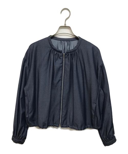 MICHEL KLEIN（ミッシェルクラン）MICHEL KLEIN (ミッシェルクラン) デニムライクノーカラーブルゾン/洗える インディゴ サイズ:38の古着・服飾アイテム