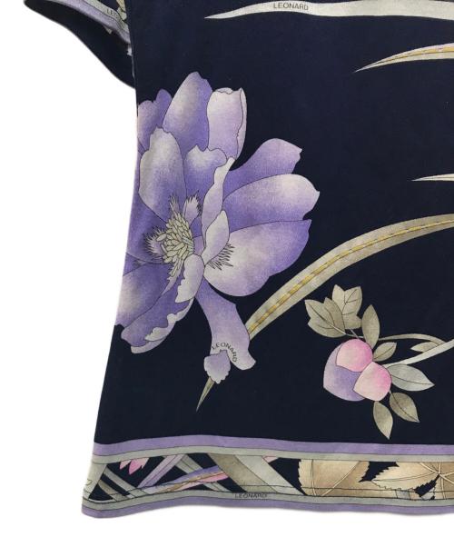 LEONARD（レオナール）LEONARD (レオナール) 花柄ハイネックカットソー ネイビー サイズ:Lの古着・服飾アイテム