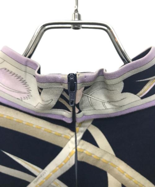 LEONARD（レオナール）LEONARD (レオナール) 花柄ハイネックカットソー ネイビー サイズ:Lの古着・服飾アイテム