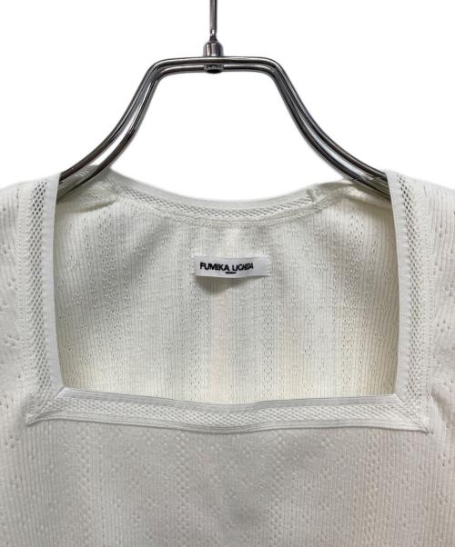 FUMIKA UCHIDA（フミカウチダ）FUMIKA UCHIDA (フミカウチダ) Eyelet Rib Stitch Square-neck T-shirt ホワイト サイズ:Mの古着・服飾アイテム