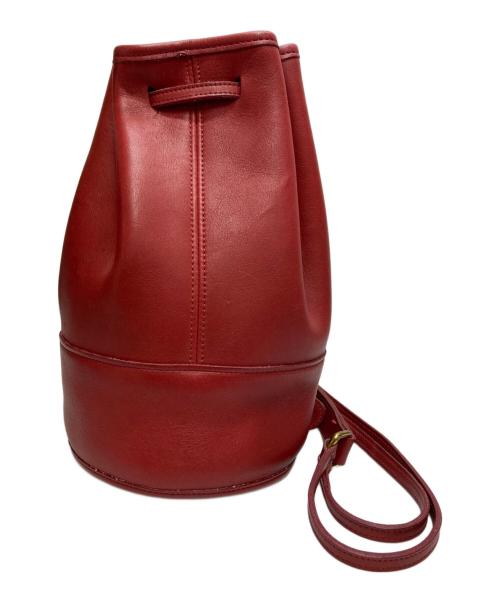 COACH（コーチ）COACH (コーチ) 巾着レザーショルダーバッグ レッドの古着・服飾アイテム
