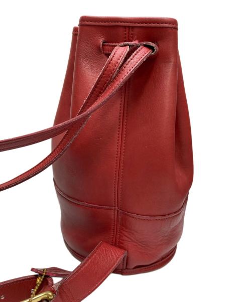 COACH（コーチ）COACH (コーチ) 巾着レザーショルダーバッグ レッドの古着・服飾アイテム