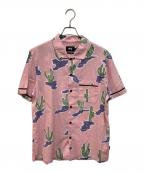 stussyステューシー）の古着「サボテン柄半袖シャツ」｜ピンク