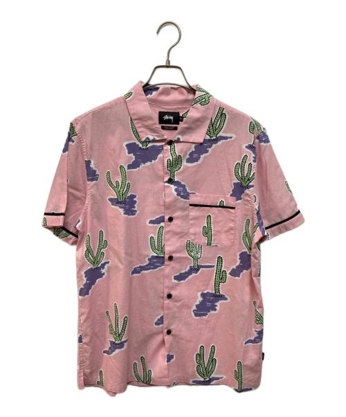 stussy（ステューシー）stussy (ステューシー) サボテン柄半袖シャツ ピンク サイズ:Mの古着・服飾アイテム