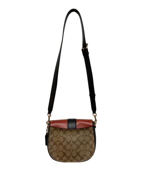COACH（コーチ）COACH (コーチ) ジョージー サドル バッグ カラーブロック ウィズ リベット ブラック×ブラウンの古着・服飾アイテム