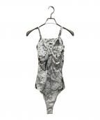 MM6 Maison Margielaエムエムシックスメゾンマルジェラ）の古着「ドット柄 リボン ボディースーツ」｜グレー