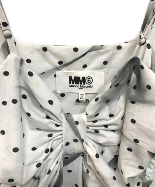 MM6 Maison Margiela（エムエムシックスメゾンマルジェラ）MM6 Maison Margiela (エムエムシックスメゾンマルジェラ) ドット柄 リボン ボディースーツ グレー サイズ:Mの古着・服飾アイテム