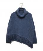 DRAWERドゥロワー）の古着「フリンジタートルネックニット」｜ブルー