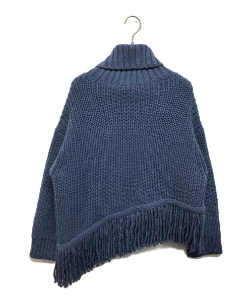 DRAWER（ドゥロワー）Drawer (ドゥロワー) フリンジタートルネックニット ブルー サイズ:2の古着・服飾アイテム