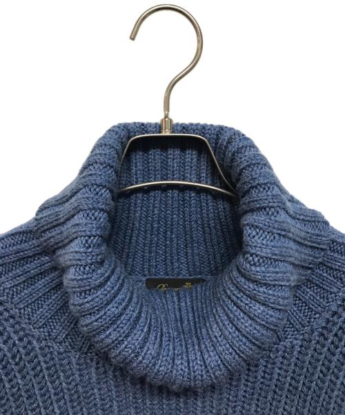 DRAWER（ドゥロワー）Drawer (ドゥロワー) フリンジタートルネックニット ブルー サイズ:2の古着・服飾アイテム