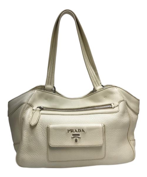 PRADA（プラダ）PRADA (プラダ) レザートートバッグ ホワイトの古着・服飾アイテム