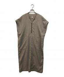 FIL DE FER（フィルデフェール）の古着「25SSリネンミックスヘリンボーンカフタンワンピース」｜グレー