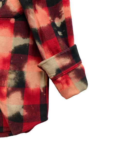 SUPREME（シュプリーム）SUPREME (シュプリーム) Bleached Buffalo Heavyweight Shirt レッド×ブラック サイズ:Sの古着・服飾アイテム