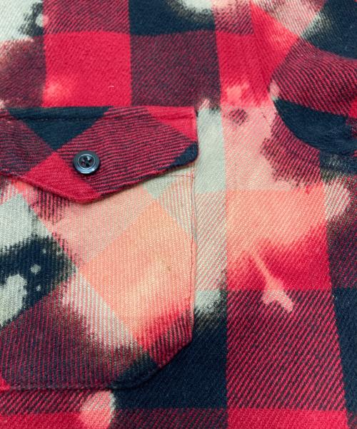 SUPREME（シュプリーム）SUPREME (シュプリーム) Bleached Buffalo Heavyweight Shirt レッド×ブラック サイズ:Sの古着・服飾アイテム