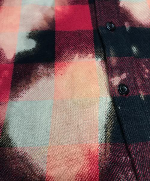 SUPREME（シュプリーム）SUPREME (シュプリーム) Bleached Buffalo Heavyweight Shirt レッド×ブラック サイズ:Sの古着・服飾アイテム