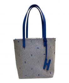 HIROFU（ヒロフ）の古着「【ジータ】ジャガードレザーコンビトートバッグ M」｜ブルー