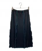 ISSEY MIYAKE FETEイッセイミヤケフェット）の古着「パイピングプリーツスカート」｜ブラック×ブルー