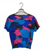 ISSEY MIYAKEイッセイミヤケ）の古着「花柄プリーツカットソー」｜ブルー