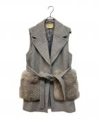 UNITED ARROWS TOKYOユナイテッドアローズトウキョウ）の古着「フォックスファーポケット ノースリーブコート」｜グレー